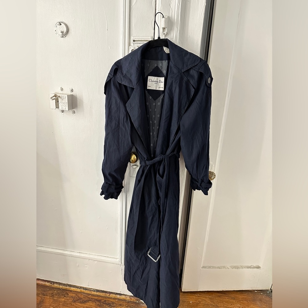 Vintage Christian Dior Trench Coat size 6 Navy